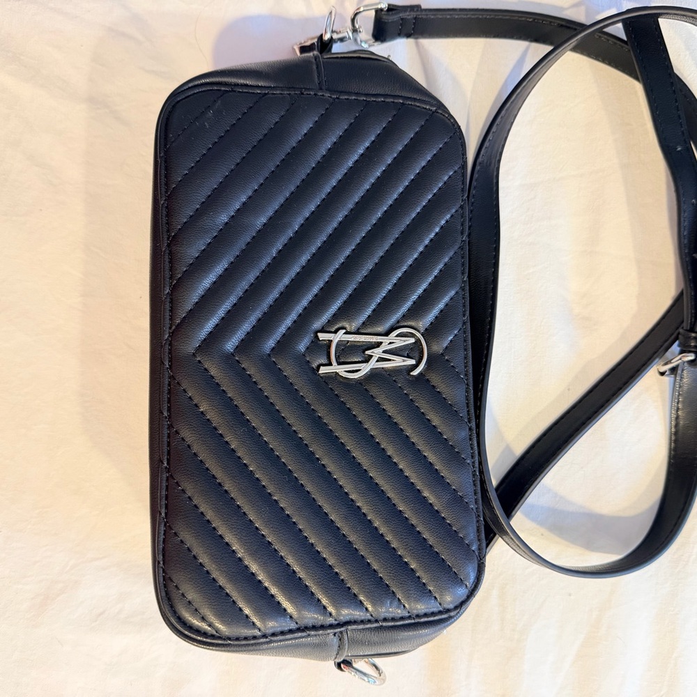 Steve Madden Black Quilted Bag with Silver Zipper